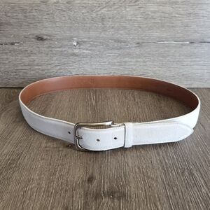 BOCONI Gray Suede Men's Belt with Silver Buckle 36